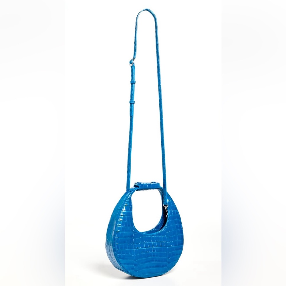 🌺🎉2XHP🎉🌺 NWT Staud Mini Moon Crocodile Embossed Bag Island Blue - Picture 16 of 16